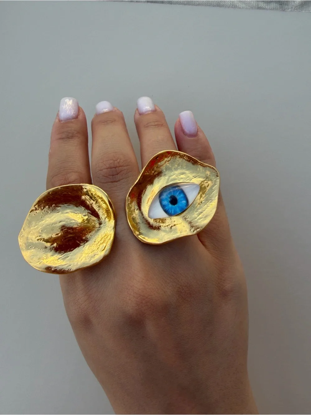 Gold Eye Statement Ring - Blue Eye Accent